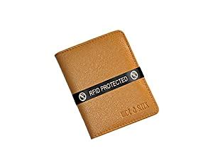 Buy Hide&Sleek RFID Protected Tan PU Leather Credit Card Holder Slim ...