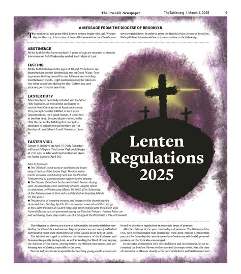 Lenten Regulations 2025 - The Tablet