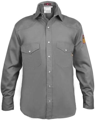 Flame Resistant FR Shirt - 100% C - Light Weight, Light Grey, Small ...