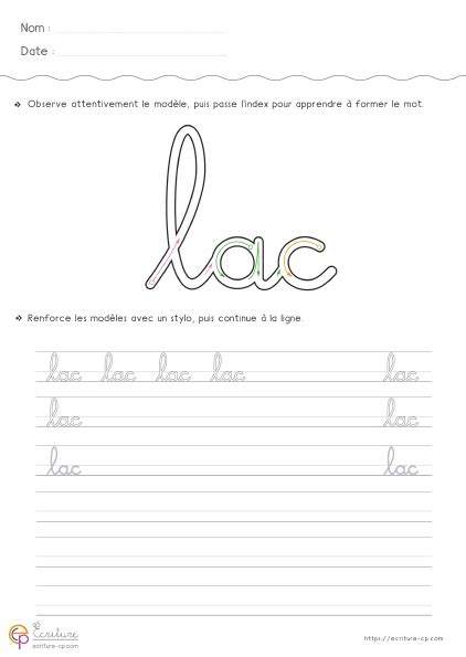 PDF Fiche d'écriture cursive GS à imprimer | Apprendre à écrire en cursive