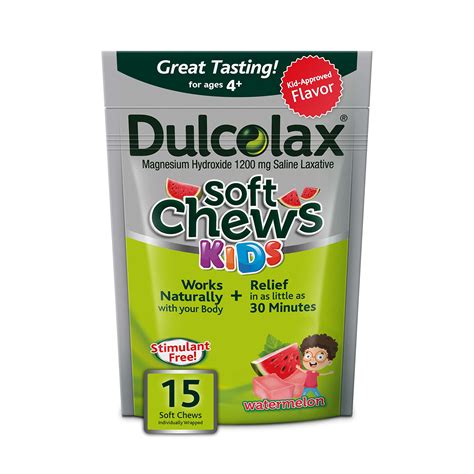 Dulcolax Kids Soft Chews Watermelon Laxative 15ct - Gentle Constipation Relief with Magnesium ...