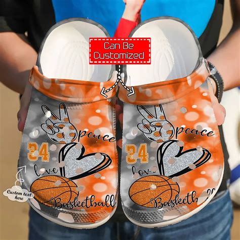Basketball Crocs - Basketball Personalized Peace Love Clog - Viper Prints