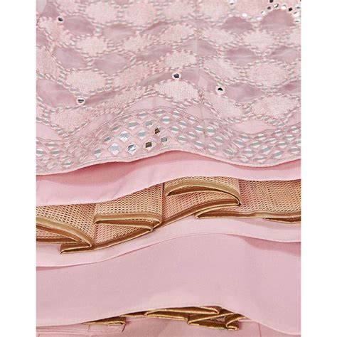 Baby Pink Thread and Foil Mirror Cutwork Lehenga choli-Cloth