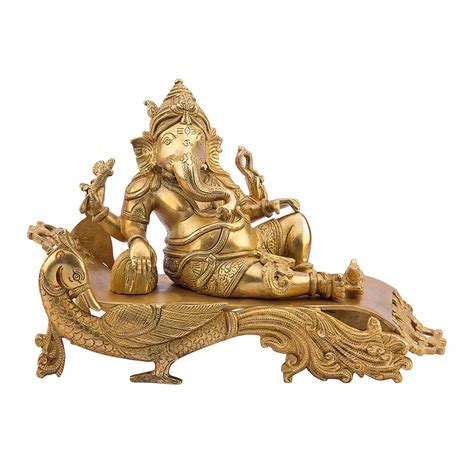 Buy Craftsvista Lord Ganesh Resting on Peacock Throne/Idol in Pure ...