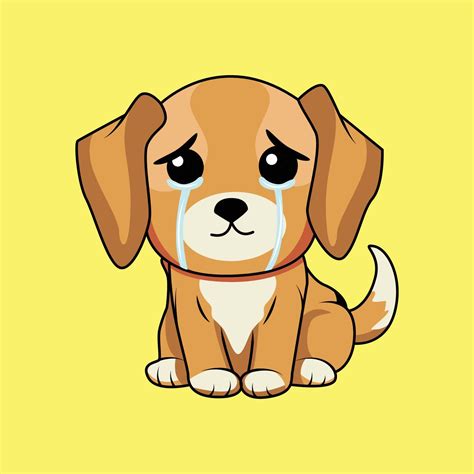 Cute Dog crying Cartoon Sticker vector Illustration | Dog crying, Puppy ...