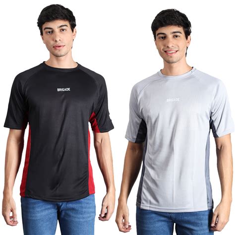 Men's Semi Oversize Fit Performance T-shirt combo pack - 2 (Black, Gre ...