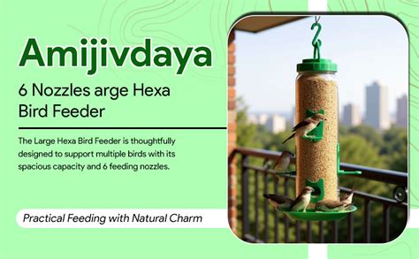 Amijivdaya Large Hexa Bird Feeder | 6 Nozzles | Durable Plastic | 360 ...
