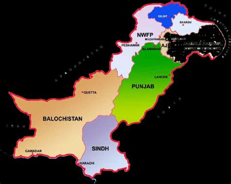 A clickable map of Pakistan exhibiting its administrative units.