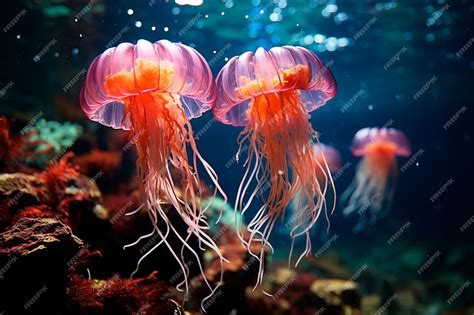 Premium Photo | Red sea jellyfish in the water