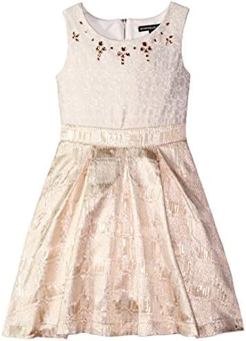 Buy My Michelle Big Girls' Lace Bodice Dress with Box Pleat Brocade ...