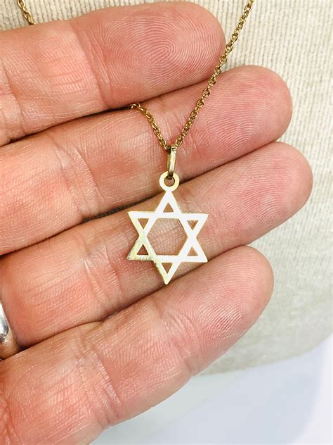 Vintage 9ct gold 23 inch Star of David necklace - fully hallmarked