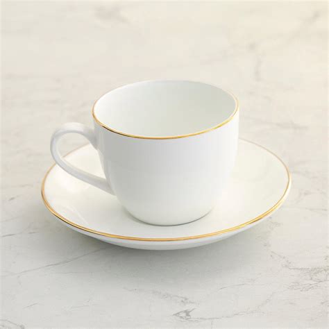 Buy Luxury Ebony White Solid Bone China Cup and Saucer Set - 180 ml ...