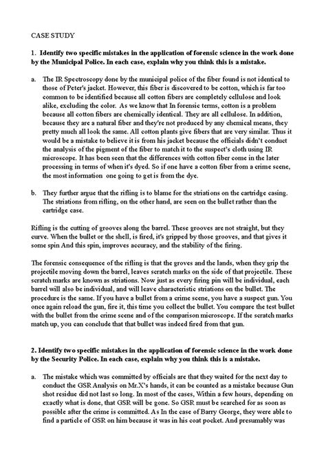 Case Study Analysis: Forensic Science Mistakes in Municipal & Security ...