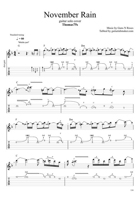 November Rain Guitar Chords
