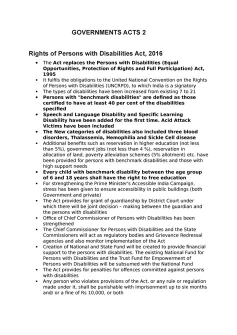 Governments ACTS II - GOVERNMENTS ACTS 2 Rights of Persons with ...