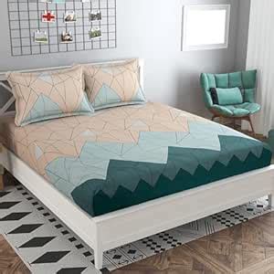 Haboo | Modern Geometric Abstract Print Cotton Double Bedsheet - 90x100 ...