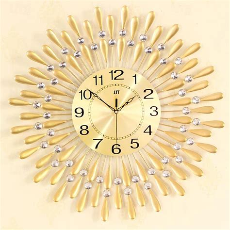 Large Wall Clock Metal Decorative Silent Non-Ticking Big Clocks Modern ...