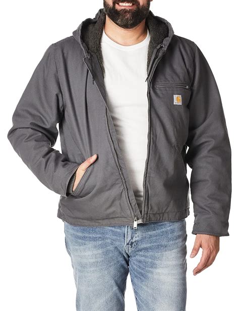 Buy Carhartt Men's Relaxed Fit Washed Duck Sherpa-Lined Jacket, Gravel ...