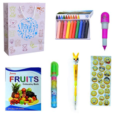 Birthday Return Gift Combo for Kids |Colouring Book, Wax Crayons, Side ...