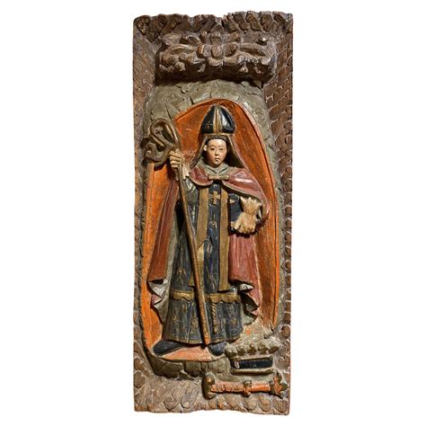 18th Century Guatemalan Spanish Colonial Carved Polychrome Relief from ...