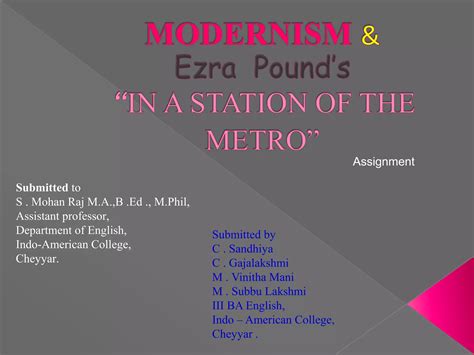 Modernism and In a Station of the Metro poem by Ezra Pound | PPTX