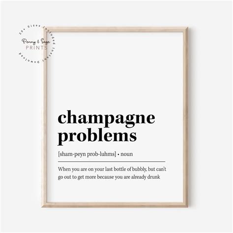 Champagne Problems Definition Printable, Trendy Bar Print, Cocktail ...
