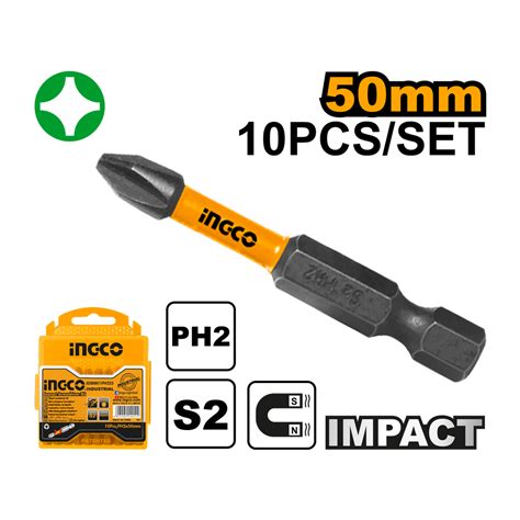 Ingco SDBIM11PH223 Impact Screwdriver Bits - PH2, 50mm, 10pcs/set, Hig ...