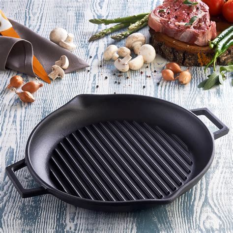 Lava Cast Iron Round Grill Pan. Dual Handle, Dia. Ø 30cm.