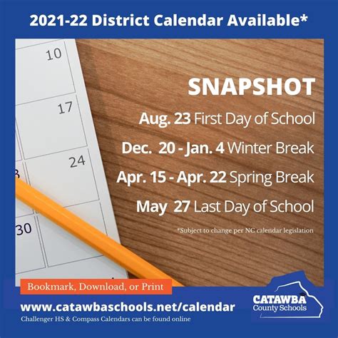 The 2021-22 calendars are now... - Catawba County Schools | Facebook