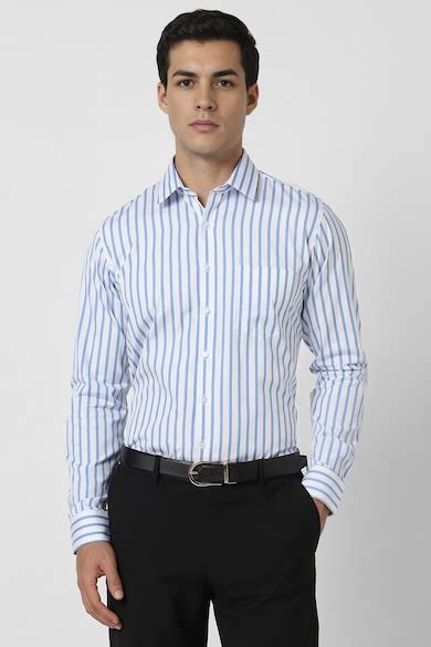 Buy Men White Slim Fit Stripe Full Sleeves Formal Shirt Online ...
