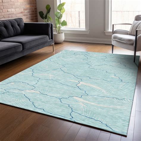 Addison Rugs Chantille Indoor/Outdoor Transitional Lines Aqua Washable ...