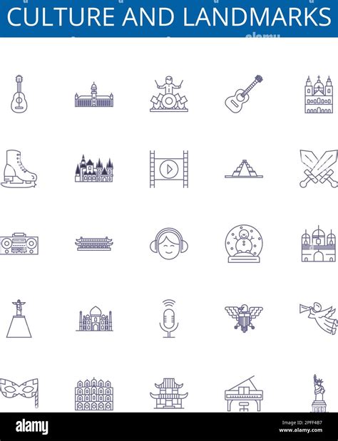 Culture and landmarks line icons signs set. Design collection of ...
