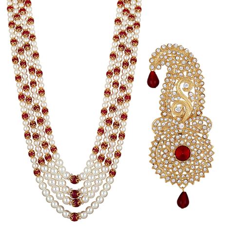 Buy Mahi Combo of 4 Layers Groom/Dulha Moti Mala Haar and Safa Kalangi ...