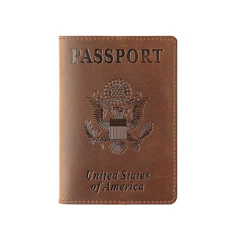 USA passport cover美国版头层牛皮护照夹保护套真皮护照位证件包_虎窝淘