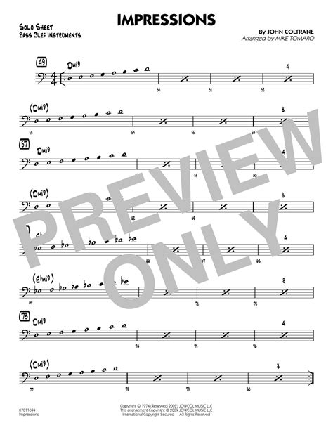 Impressions (arr. Mike Tomaro) - Bass Clef Solo Sheet by John Coltrane ...