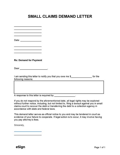Free Small Claims Demand Letter Template | PDF | Word