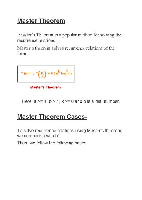 6-Master Theorem,Divide and Conquer Karatsuba''''''''s fast ...