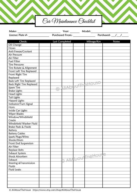 Scheduled car maintenance checklist - instaress