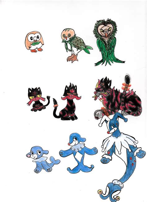 Sun and Moon Starter Evolutions by KessieLou on DeviantArt