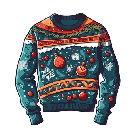 Ugly Holiday Sweater Vector, Sticker Clipart Ugly Christmas Sweater ...