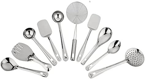 Buy Parage Stainless Steel 10 Pieces Cooking Spoons Set, Contains Ladle ...