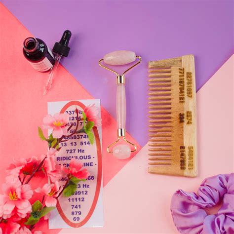 Rose Quartz (pink) Face Roller + Switchword Neem Comb – Our Magic Rainbow