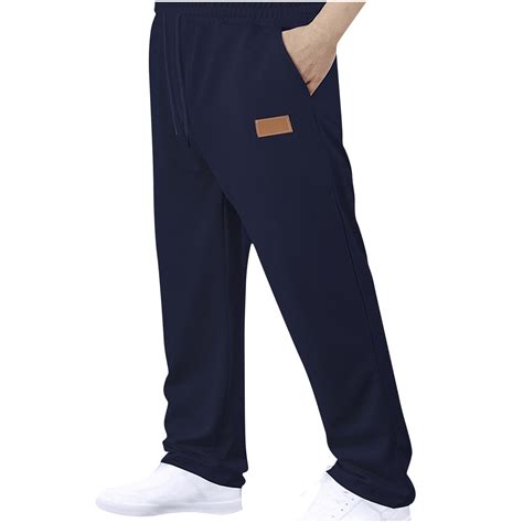 Jalioing Men's Wide Leg Sweatpants Solid Loose Elastic Waist Drawstring ...