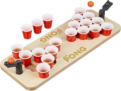 Relaxdays Mini Beer Pong, Drinking Game Set, Red Cups, 4cl, Beer ...