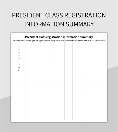 Free President Class Templates For Google Sheets And Microsoft Excel ...