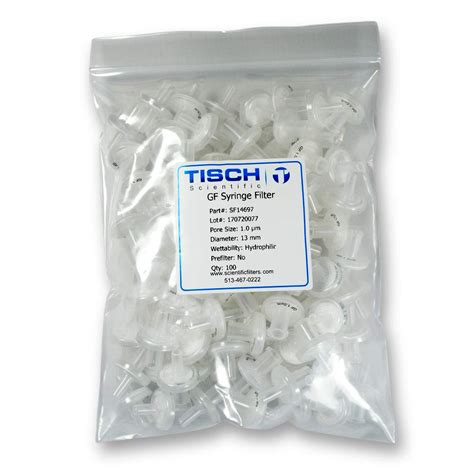 Tisch Brand SF14697 Glass Fiber Syringe Filter, 1.0um 13mm, 1/pk/100 ...
