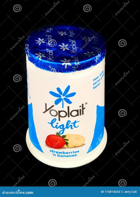 Yoplait Lights Strawberries and Bananas Yogurt on a Black Backdrop ...