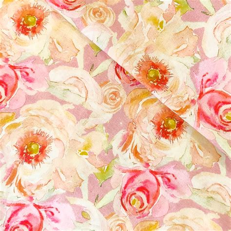 Surat Cotton Pastel Pink Vintage Roses Digital Print Blouse Fabric ( 0 ...