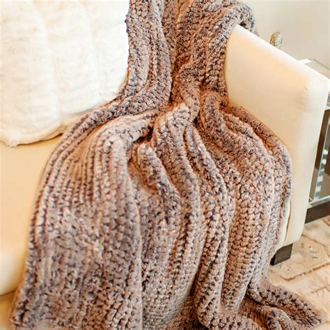 Knitted Faux Fur Throw // Natural - Fabulous Furs - Touch of Modern