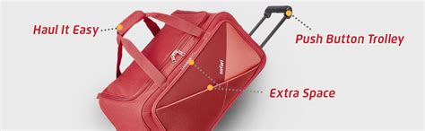 Buy Safari Pret 59 Cms Polyester Red Check-In 2 Wheels Soft Duffle ...